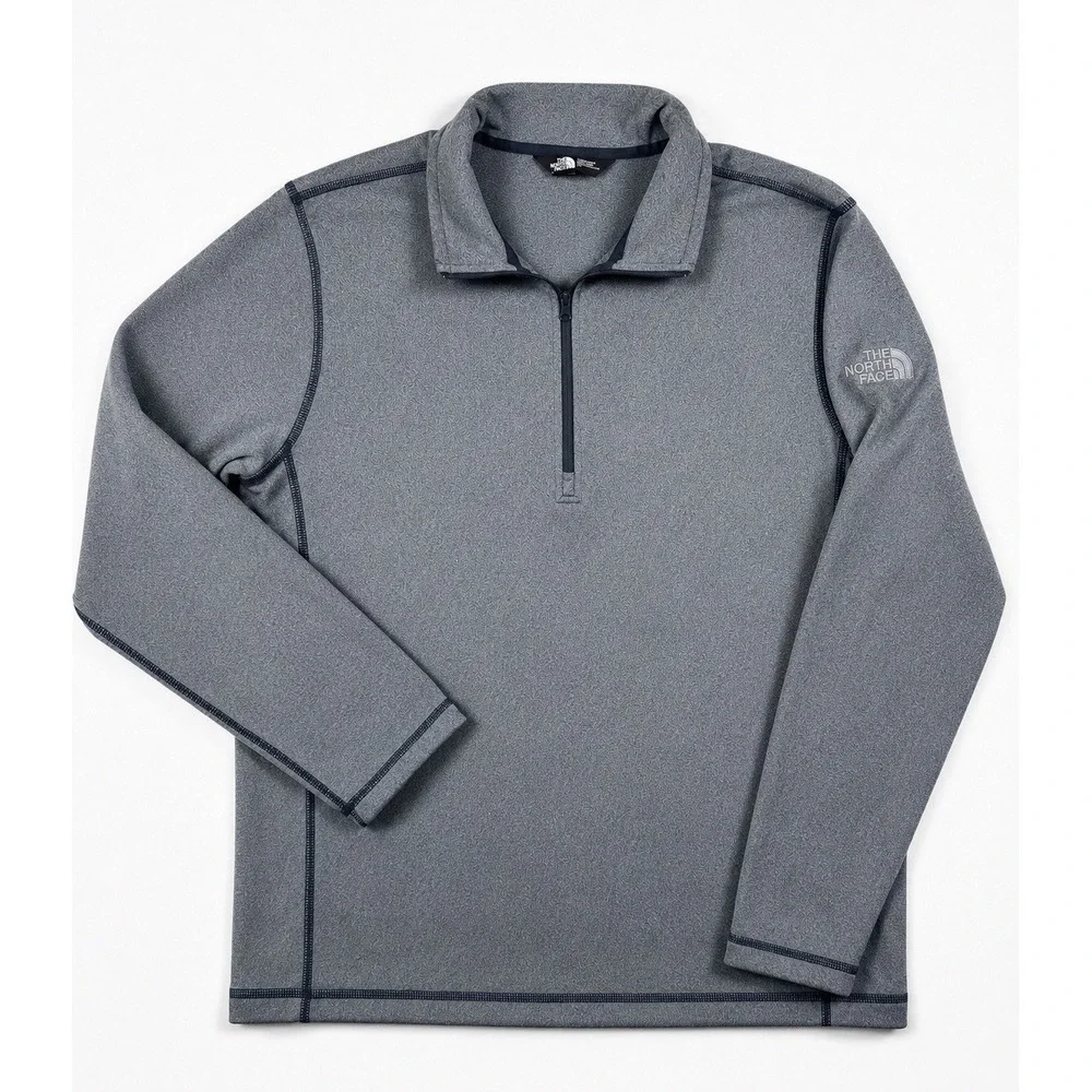 The North Face Mens L Tech 1/4 Zip Fleece Gray Heather Pullover NF0A3LHB